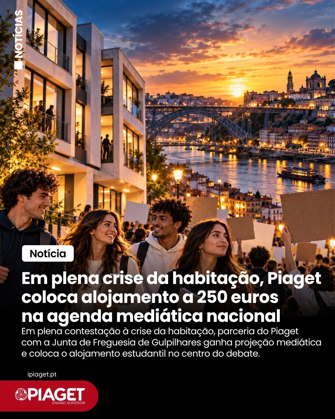 Em plena contestação à crise da habitação, parceria do Piaget com a Junta de Freguesia de Gulpilhares ganha projeção mediática e coloca o alojamento estudantil no centro do debate.